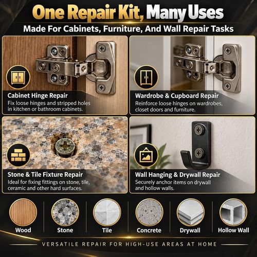 6x14mm Door Hinge Repair Screw and Expansion Anchor Kit (50-Piece Set)