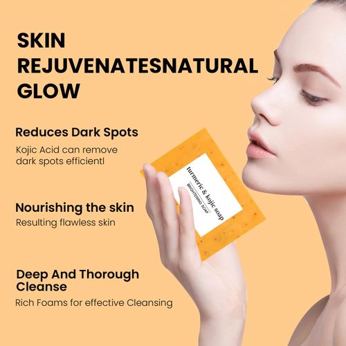 Turmeric Soap Bar, Organic Turmeric Soap for Dark Spots & Acne, for Hyperpigmentation, Smooth Skin, All Natural Turmeric Soap Bar, Deep Cleansing Turmeric Soap(Foaming net included)