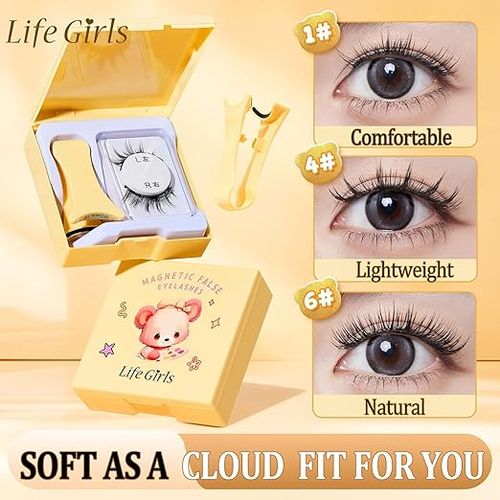 Magnetic Eyelashes with Applicator Eye Lashes Magnet No Glue Needed Reusable Magnetc Eyelash Natural Wispy Magneti Lash without Eyeliner Lightweight & Waterproof for All-Day Wear