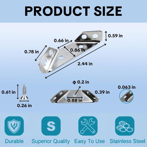 box 20 Pack Aluminum Corner Brace 90 Degree with 140 Screws, L Shape Angle Bracket for Furniture Wood Cabinet Drawer, Silver