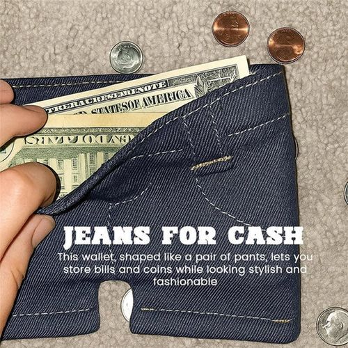 ean Denim Wallet Funny for Men Boys, Small Billfold Thin Slim Bifold Teen Wallet, Travel Cool Practical Gifts for Men Stuff Novelty