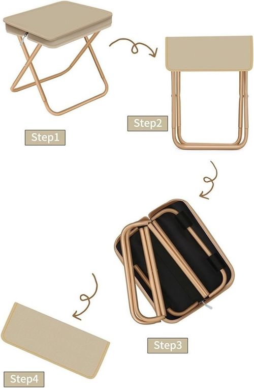 Portable Stool Outdoor Portable Queuing Folding Stool Handbag Storage Fishing Stool Travel Small Bench Camping Folding Chair Folding Stool(Khaki,11.4 * 9.8 * 12.2in)