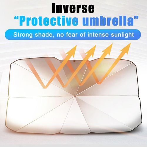 Car Windshield Sunshade Umbrella, Portable Auto Interior Front Window Heat Insulation Protector Cover, Vehicle UV Rays Blocker Camping Accessory Keep Car Cool for SUV, Sedan (Small)