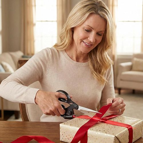 Professional Laser Guided Scissors for Fabric Cutting, Cuts Straight Fast with Precision Laser Guide, Sewing Scissors for Quilting Home Craft Wrapping Gift with Ergonomic Handle