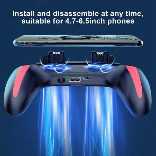 4 Fingers Gaming Grip with Dual Cooling Fan Game Mobile Controller Game Trigger Joystick Gamepad for PUBG Mobile Rules of Survival Survivor Royale Critical Ops video game