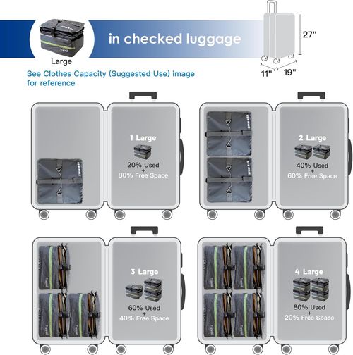 Packing Organizer for Luggage, Portable Hanging Travel Shelves, Carry-On Closet, Hanging Packing Cubes, Collapsible Carry-On Organizer for Cruises & Hotels. Dark Gray - L