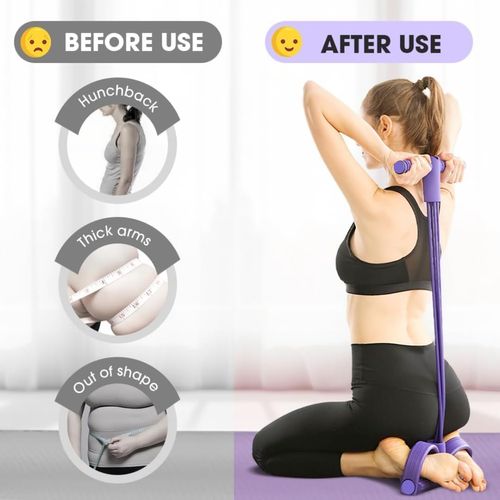 4 Tube Resistance Bands with Ergonomic Pedal Full Body Workout(Purple)