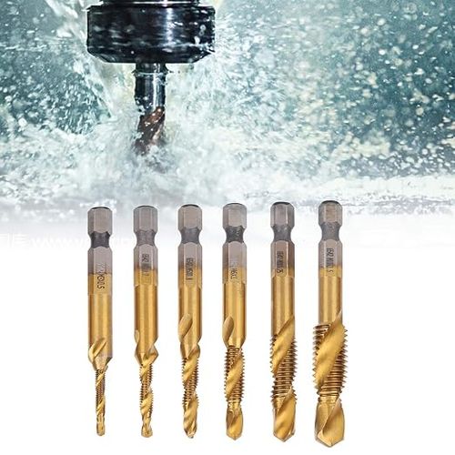 6Pcs HSS Tap Drill Bits Set High Speed Steel Coated Hex Shank Thread Tool M3 M4 M5 M6 M8 M10 for Metal Wood Plastic Drilling