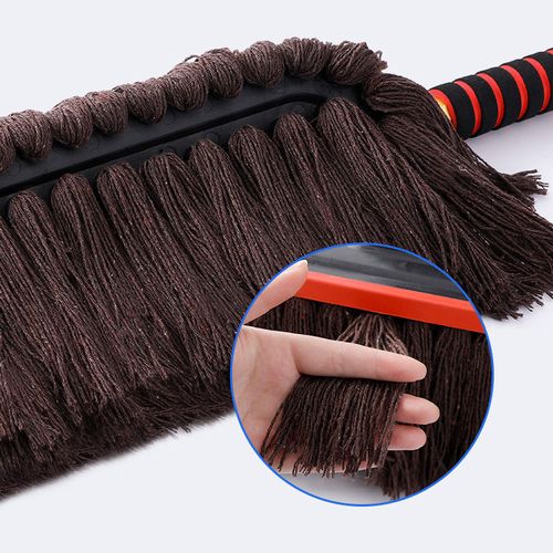 Car Duster with Extendable Telescoping Handle,Car Cleaning Brush Dust Cleaner Scratch Free Large Wash Mop Wax Cotton Hair (Coffee)