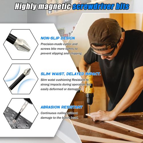 High Magnetic Screwdriver Drill Bit Set 6Pcs K5 Impact Resistant Non Slip Cross Bit Anti-Slip Magnetic Electric Screwdriver Set 25 50 65 70 90 150mm Length