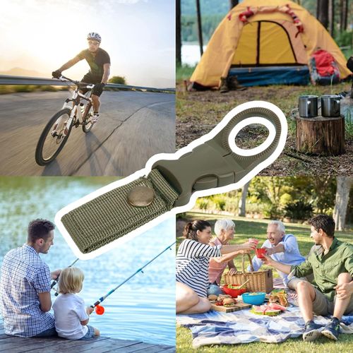Bottle Hanging Buckle Clip, Multifunctional Elastic Buckle Water Bottle Hook Holder Outdoor for Traveling for Camping Hiking(ArmyGreen)