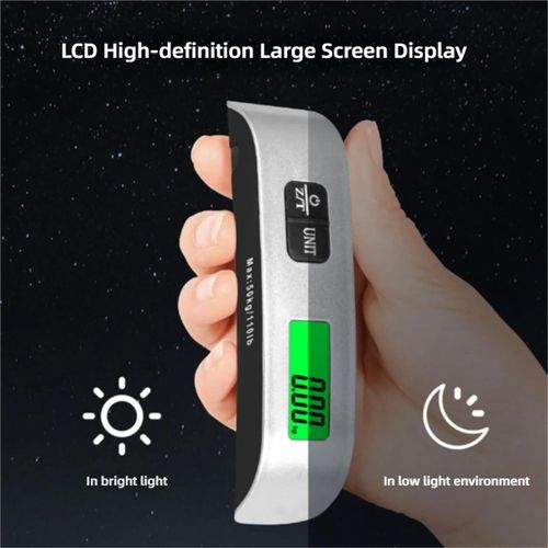 1pcs 110lb-50kg Digital LCD Display Portable Electronic Luggage Hanging Scale - Hook Balance Scale Tool for Travel