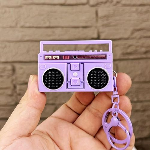 Fashion Retro Radio Shape Keychain Bag Hanging Nostalgic Tape Recorder Pendants Craft Small Speakers Key Holder Girl