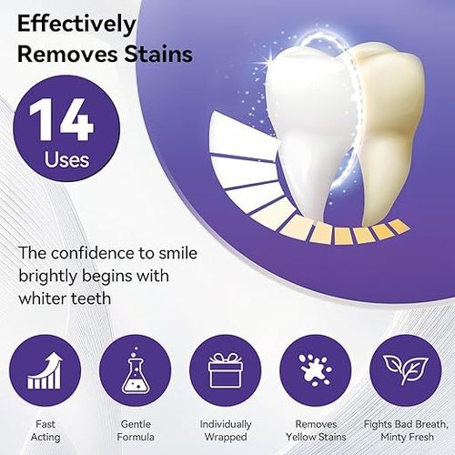 Purple Teeth Whitening Strips – Gentle Daily Purple Whitening Strips for Surface Stain Reduction & Natural Shine, Portable Whitening Strips Purple for Home or On-The-Go Use (14)