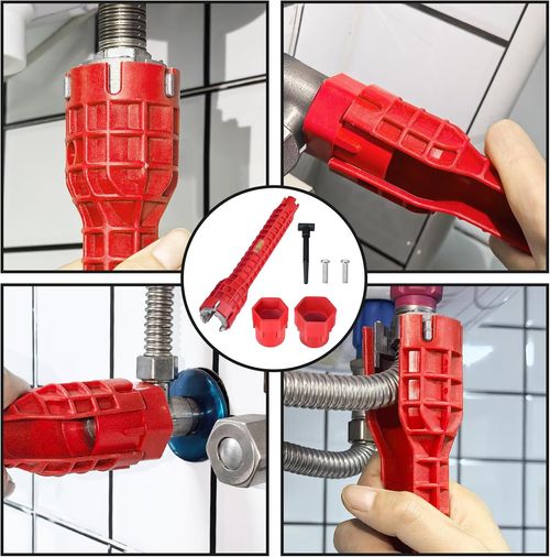 8-in-1 bathroom wrench set, suitable for and sink installation, multi-functional angle valve water heater pipe repair tool