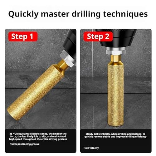 Hex Perfect Hole Drill Bit,4Pcs Diamond Coated Hole Saw Core Drill Bit,High Hardness,with Non Slip  Hex Shank for Dry Drilling and Grinding Integration,for Porcelain Tile Marble Glass Ceramic
