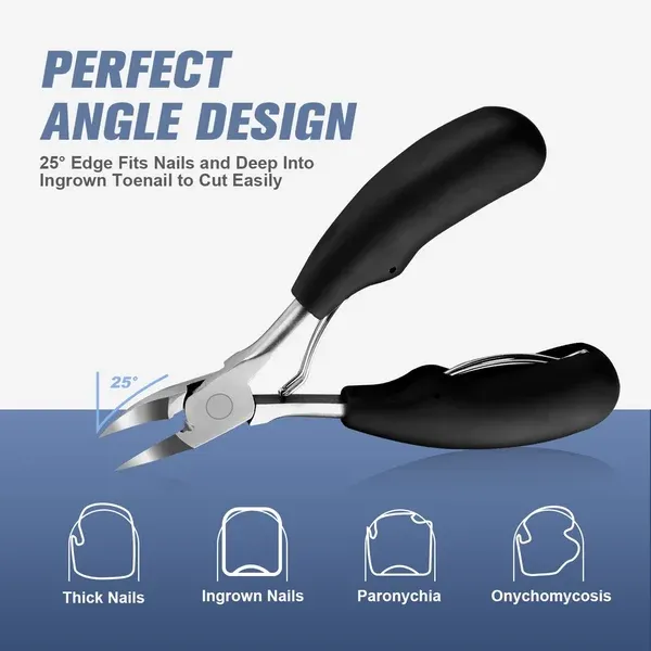 Professional Grade Concave Stainless Steel Nail Clippers for Thick Nails and Ingrown Toenails Sharp Curved Blade for Easy Trimmi
