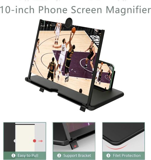 10'' Screen Magnifier Version, 2026 New 3D HD Mobile Phone Magnifier Projector Screen for Movies,Videos, Gaming, Screen Magnifier with Adjustable Angle Design Amplifier Desktop (White)