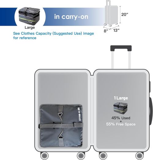 Packing Organizer for Luggage, Portable Hanging Travel Shelves, Carry-On Closet, Hanging Packing Cubes, Collapsible Carry-On Organizer for Cruises & Hotels. Dark Gray - L