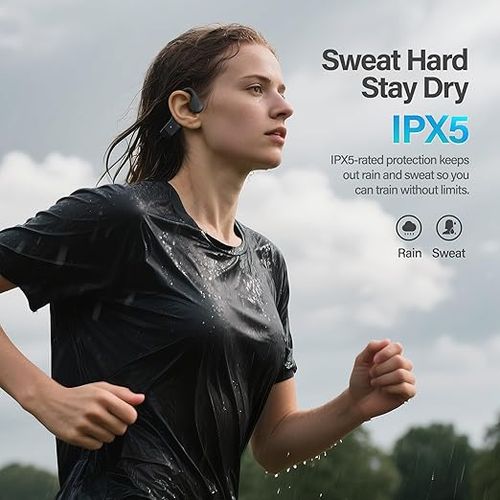New Bone Conduction Headphones, Open Ear Bluetooth 5.4, Lightweight Skin-Friendly, IPX5 Sweat Resistant, 12Hrs Playtime Sports Wireless Earbuds with Built-in Mic for Running, Gym, Cycling, Outdoor