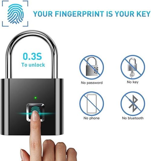 The AICase ultralight one-touch fingerprint lock supports USB charging and is suitable for gyms, sports venues, school staff lockers, fences, suitcases, bicycles, etc. No app or Bluetooth is required, making it easy to use.