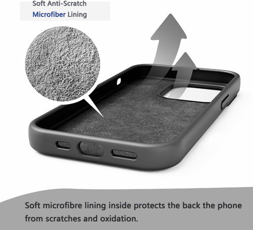 Silicone Case with Soft Microfiber Lining for iPhone 15 Pro Max (Black) (Please select your phone model before ordering)