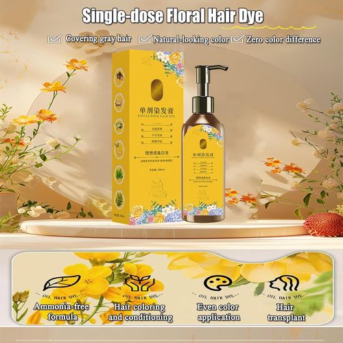 Nourishing plant-based hair dye, long-lasting and natural hair coloring shampoo, specially designed for men and women to cover gray hair, nourishes hair color, controls frizz, black.