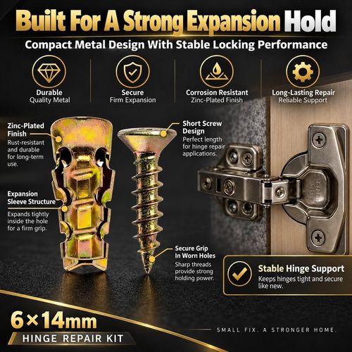 6x14mm Door Hinge Repair Screw and Expansion Anchor Kit (50-Piece Set)