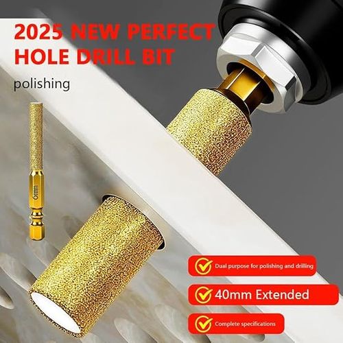 Hex Perfect Hole Drill Bit,4Pcs Diamond Coated Hole Saw Core Drill Bit,High Hardness,with Non Slip  Hex Shank for Dry Drilling and Grinding Integration,for Porcelain Tile Marble Glass Ceramic