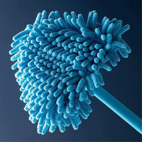Microfiber triangular rotating mop, extendable mop, suitable for home, wall, and office use (blue).