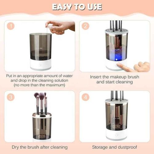 Makeup Brush Cleaning Machine - Automatic Cosmetics Brush Cleaner, Electric Make-up Brush Cleaner and Dryer, Dust-proof Beauty Brushes Organizer, Birthday Gift for Ladies