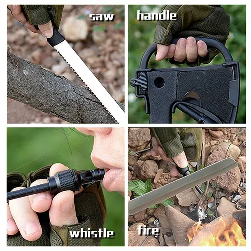 Camping Hatchet and Survival Gear – Lightweight hatchet featuring an integrated wood saw and magnesium fire starter (Black)