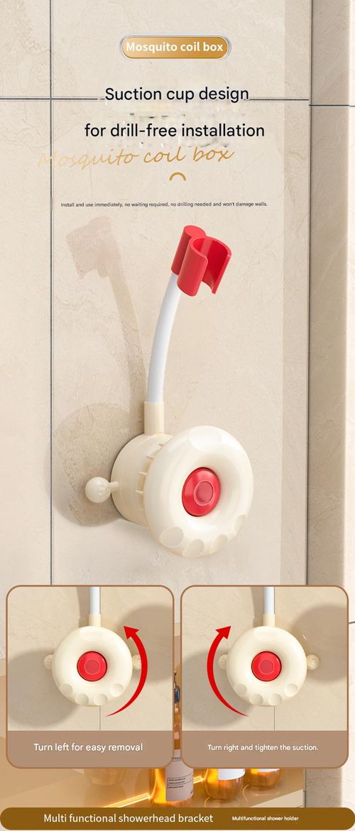 Movable suction cup shower head bracket, wall-mounted, no-drill shower head base holder for home bathrooms.