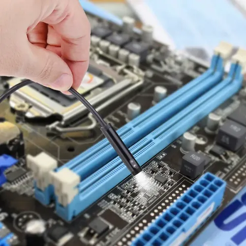 7.0mm 3 in 1 Endoscope USB Flexible Car Pipe Inspection Borescope Camera HD with 6 LED Lights Support Type-C Phone Tablet PC Device,2m