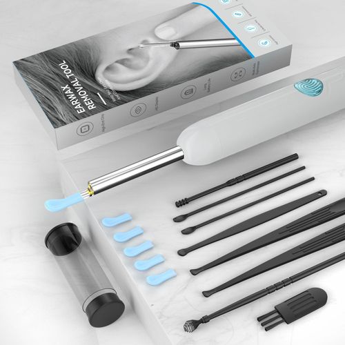 Ear Wax Removal, Ear Cleaner with Camera with 1080P, Ear Wax Removal Tool with 6 LED Light, Ear Wax Removal Kit with 8 Ear Pick, Ear Camera for iPhone, iPad, Android Phones(black)