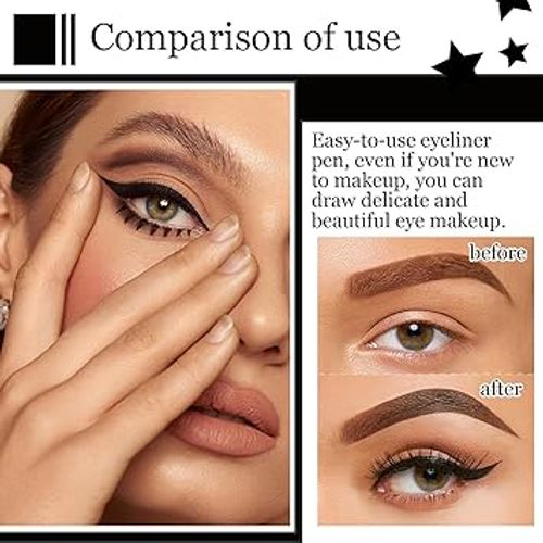Buy one get one free 2 pieces in total Eye Liner Stamp, Delineadores De Doble Punta, Delineador De Ojos Waterproof, Sin Manchas, Secado Rápido, Y Precisos, Larga Duración, En Negro Y Marrón, 1,05ml