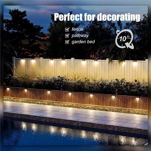 Solar Garden Lights Solar Deck Lights Outdoor Waterproof Led for Stairs Yard Patio Landscape Lighting(Black)(Pack of four) (Warm light)