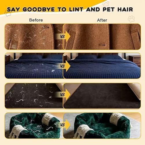 Upgraded Pet Hair Removal Gloves for Cats & Dogs, Electrostatic Reusable Grooming Gloves, Quick Fur & Lint Remover for Furniture, Carpet, Clothing, Car & Home Use