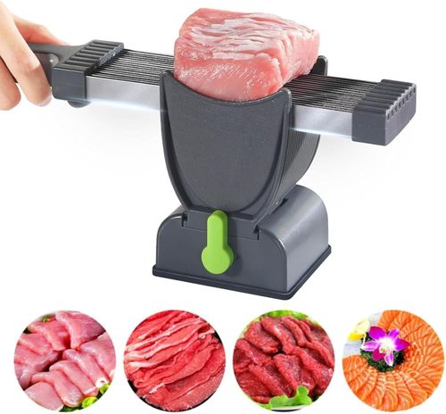 Meat Slicer Machine, Manual Fresh Meat Cutter, Thickness Adjustable, One Cut 18 Slices, Equipped with Stiff Brush for Easy Cleaning for Beef Pork Mutton