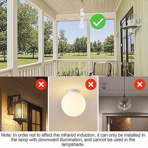 PIR Motion Sensor Light Socket, E26 E27 Smart Lamp Bulb Holder Adapter Auto On Off Light Control Suitable for Garage Basement Porch Storage Room