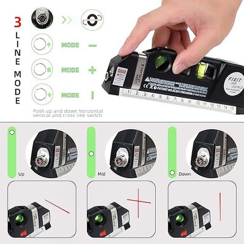 4 in 1 Fixit Laser Level Pro 3 4in1 Multi-Purpose Measuring Tool With 8 Feet Tape