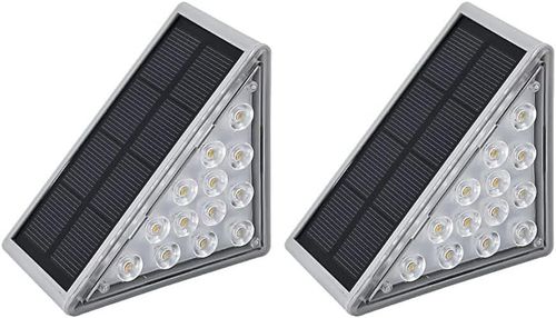 LED Solar Step Lights, Waterproof Outdoor Stair Lights, Porch Deck Lights Outdoor Decor Solar Decoration Lights for Yard, Patio, Garden,Warm Light