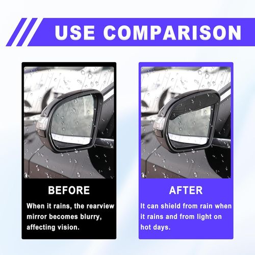 2Pcs Carbon Fiber Side Mirror Rain Visor Eyebrow, Side Mirror Rain Guards Universal for Cars, SUVs and Trucks (Black)