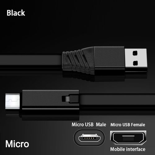 Repairable Micro USB cable, USB Type-C cable, Lightning cable, reusable, supports fast charging, 1.5 meters (black).