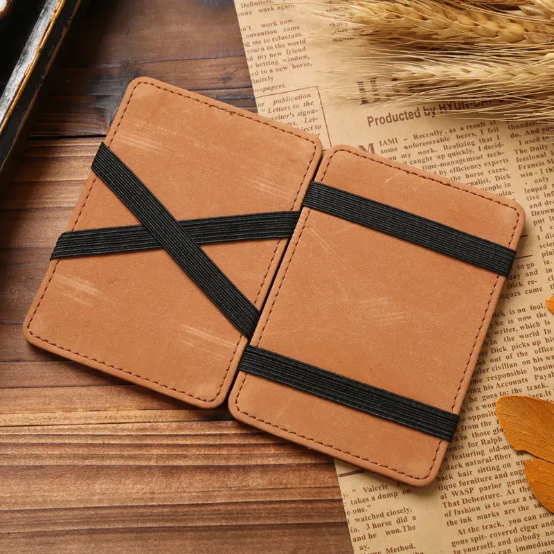 PU Leather RFID Money Clip Slim Mens Wallet ID Credit Card Holder Case E3C8