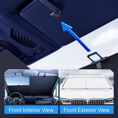 2Pcs Car Windshield Sun Shade Retractable Adjustable Truck Vans Front Window Sunshades Blocks Rays and Heat Sunshade for Vans