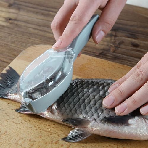 Fast Remove Fish Skin Scraping Brush Fishing Scale Brush Graters Cleaning Peeler Plastic Scraper Kitchen Cleaning Fishes Knife(Blue)