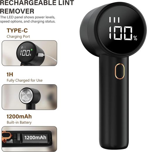 Electric Lint Shaver, Portable Lint Remover with 1 Replacement Blades, Electric Lint Shaver, 3 Power Levels, Electric Lint Remover for Various Fabrics