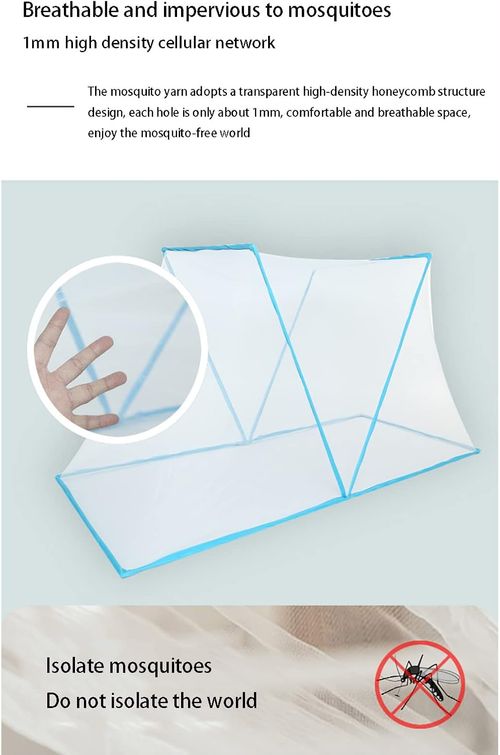 Foldable Mosquito Net Bed Canopy Student Bed Curtains Summer Bedroom Integrated Bed Netting Mosquito Net Canopy Bed Tent Sleeping Tents,Blue190*135*80