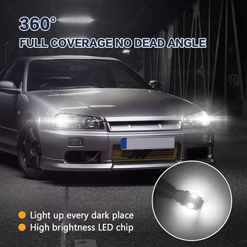 10PCS 194 LED Light Bulbs, T10 Bulb 6500K Wedge 5050 5-SMD Chips, Super Bright Width Marker Light Bulbs Replacement for Car Dome Map Reading Courtesy Side Marker Tail Parking Lights